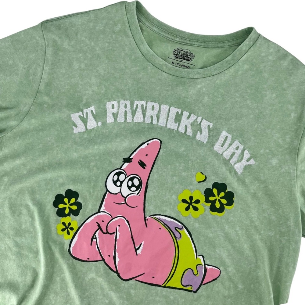 SpongeBob SquarePants T-Shirt Women XL Green Patrick Star St Patricks Day‎ Tee